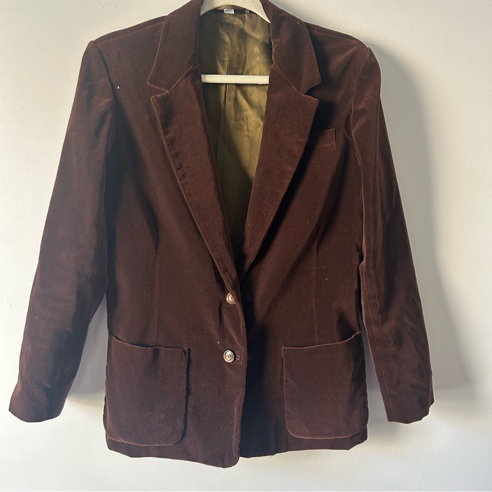 Vintage Sears Roebuck brown velvet 2 button blazer 14